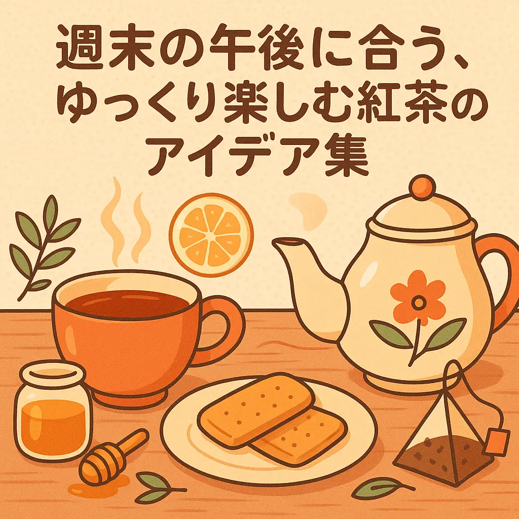 週末の午後にぴったりの紅茶タイムをイメージしたイラスト