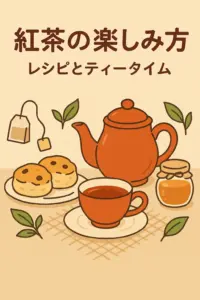 紅茶のティータイムを描いたイラスト