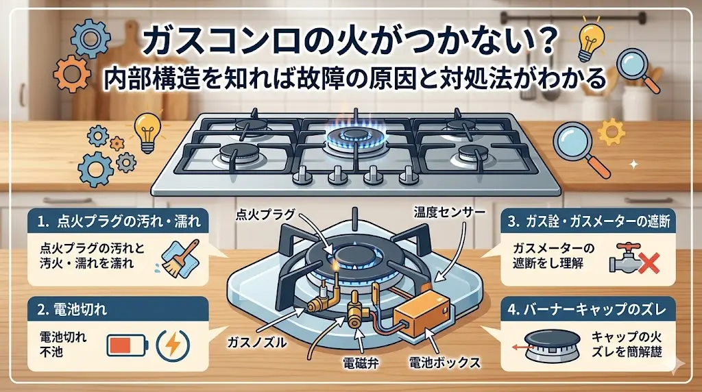 ガスコンロが点火しない時のトラブルシューティング